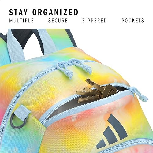 Originator Small Backpack for men and women, athletic book bag with laptop sleeve - color: Stone Wash Rainbow/Clear Sky Blue