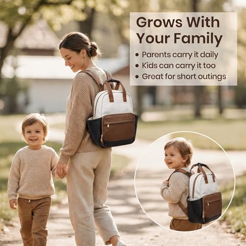 miss fong Small Diaper Bag - Baby Diaper Bag Backpack Checkered Diaper Bag with Changing Pad Baby Backpack for Travel Daycare Mommy Diaper Backpack Pañaleras Para Bebe for Mom & Dad - color: Brown&white
