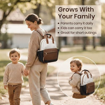 miss fong Small Diaper Bag - Baby Diaper Bag Backpack Checkered Diaper Bag with Changing Pad Baby Backpack for Travel Daycare Mommy Diaper Backpack Pañaleras Para Bebe for Mom & Dad - color: Brown&white