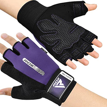 RDX Weight Lifting Gloves Gym Fitness Workout, Anti Slip Padded Full Palm Protection, Ultra Ventilated, Bodybuilding Strength Training HIIT WOD Exercise, Half Finger Men Women Cycling Rowing Climbing - color: Purple, size: Medium