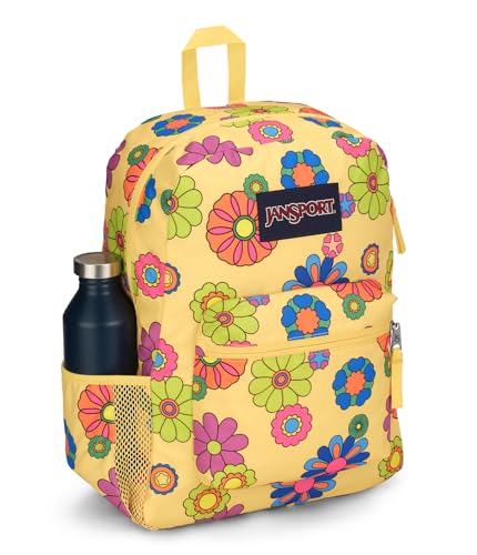 JanSport Cross Town Backpack 17" x 12.5" x 6" - Simple Bag for Everyone with 1 Main Compartment, Front Utility Pocket - Premium Class Accessories - Power to the Flower - color: Power to the Flower