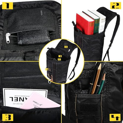 Military Tactical Backpack Parachute Buckles Hook Nylon Rucksacks Flight Backpacks Day Pack for Outdoor,Hiking,Camping (Black) - color: Black