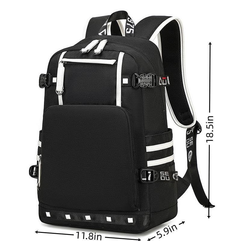 Basketball Player Tatu-m 0 Student Backpack Men's and Women's Laptop Backpack Ultralight Travel Backpack Schoolbag (Black1) - color: Black1