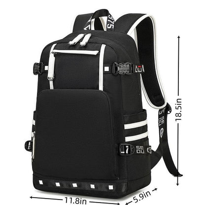 Basketball Player Tatu-m 0 Student Backpack Men's and Women's Laptop Backpack Ultralight Travel Backpack Schoolbag (Black1) - color: Black1