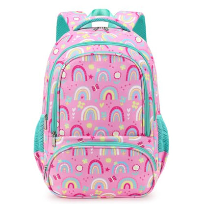abshoo Kids Backpack For Girls Elementary Kindergarten Bookbag (Rainbow A) | Lightweight,Multi-pocket,Front chest buckle,Reflective strip, Breathable widened strap, School Bags - color: Rainbow a