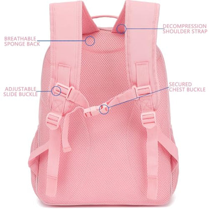 FlowFly Kids Backpack for Toddler Boys Girls, Simple Lightweight Bookbag for Daycare Kindergarten Elementary School Travel, Small Modern Bag (Large), Pink - color: Pink, style: Kids Large: 17l