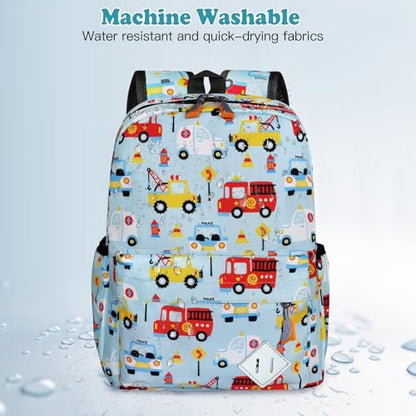 Kids Backpack for Girls Boys - 15 Inch Cute Cars Little Kids Backpack Waterresistant Toddler Preschool Kindergarten School Bag for Aged 3-8, Light Blue - color: Light Blue