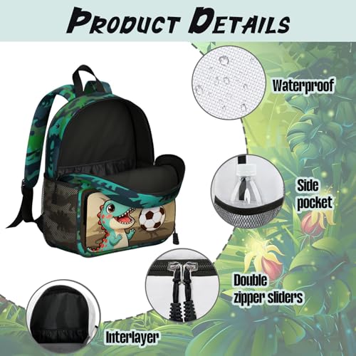Toddler Backpack for Ages 4-6, 15L Boys Dinosaur Backpack with Chest Buckle, Kindergarten School Bag with Padded Straps - color: Dinosaur