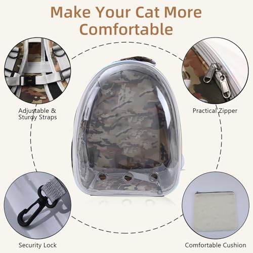Expandable Cat Carrier Backpack with Bubble Window, Camo - color: Camo