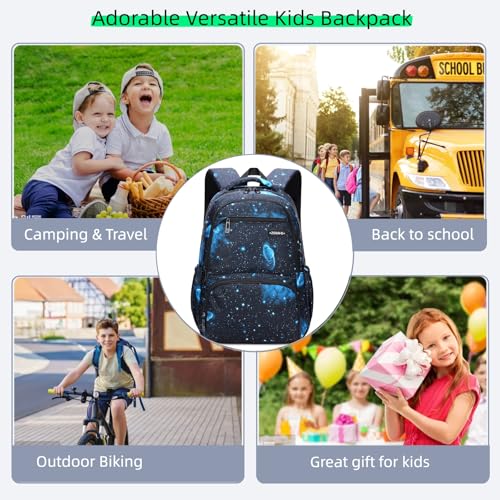 MITOWERMI Kids Backpack for Boys Girls Elementary School Backpacks Boys Children Bookbags Primary Kindergarten Backpack Galaxy Black Blue - color: Galaxy Black-blue