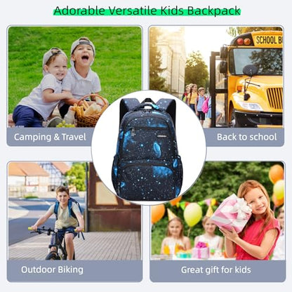 MITOWERMI Kids Backpack for Boys Girls Elementary School Backpacks Boys Children Bookbags Primary Kindergarten Backpack Galaxy Black Blue - color: Galaxy Black-blue