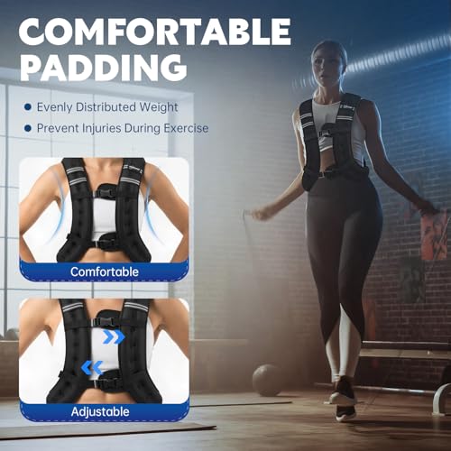 Weighted Vest, Weight Vest with Reflective Stripe, Body Weight Vest with Back Mesh Pocket for Women & Men, Home Gym & Outdoor Strength Training