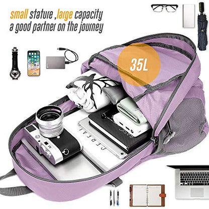 35L Lightweight Packable Backpack Waterproof Durable Hiking Travel Backpack Daypack - color: Pink