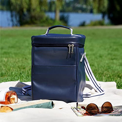 Twine Insulated Wine Tote with Adjustable Shoulder Straps and Front Pocket-Waterproof, Cooler Backpack Perfect for Picnic, Camping, Beach Trip, Hiking, Outdoor Party, Road Trips, Set of 1, Blue - style: Twine