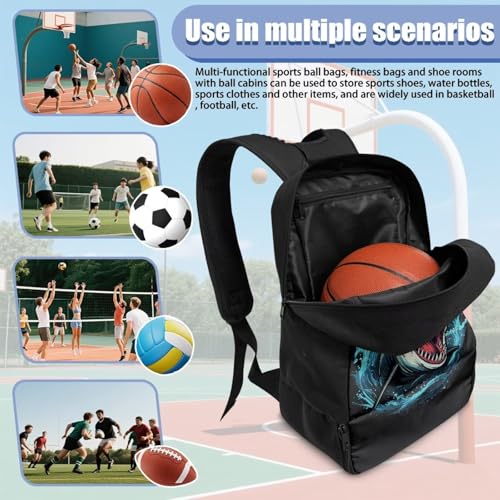 Basketball Backpack With Separate Ball Compartment And Shoes Fit Basketball Volleyball Football - color: Shark