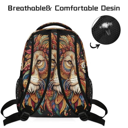 Lion Kids Backpack for Girl Boy Waterproof Kids Back Pack | Animal Art School Bookbag Women Men Lightweight Rucksack Casual Daypack Carry On Bag for Work Hiking Camping Gym Travel - color: Animal Lion Art