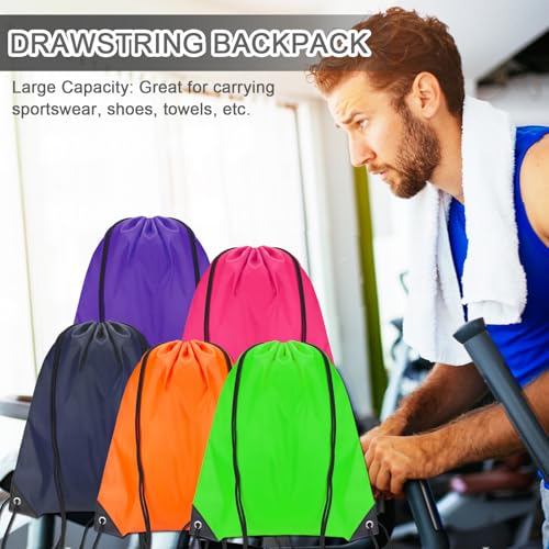 10Pack Drawstring Backpack,Lightweight Sports Gym Sack with 10 Color Options,Water-Resistant Cinch Backpack for Men Women, Fitness,Running,Outdoor Activities,Bulk Carry All String Bags