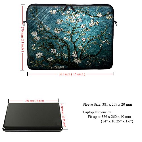 Meffort Inc 14 Inch Neoprene Laptop Sleeve - Water Resistant, Hidden Handle, Dual Zipper, Fits Up to 14” - 14.5" Laptops - Almond Blossom - color: 3005, size: 14 - 14.5 Inch