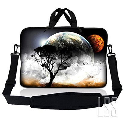 LSS 15-15.6" Laptop Sleeve Bag with Matching Laptop Skin Sticker & Mouse Pad Combo | Carrying Case for 14" 15" 15.6" - Planet Mars Earth and Moon Eclipse - color: Planet Mars Earth and Moon Eclipse, size: 15 inch