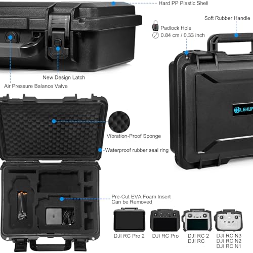 Lekufee Waterproof Hard Carrying Case for DJI Air 3S, Air 3 Drone, Fly More Combo, Battery, DJI RC Pro 2,RC 2,RC N3/N2, and Accessories(Case Only)