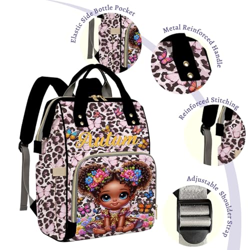 Custom Diaper Bag with Name,Personalized Diaper Bag Backpack &Insulated Water Bottle Mother Gift,Custom Monogram Baby Travel Bag Nursing Diaper Mommy Backpack with Adjustable Shoulder Straps Nappy Bag - color: Design 19