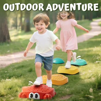 Lehoo Castle Stepping Stones for Kids, Non-Slip Toddler Stepping Stones, Indoor & Outdoor Sensory Toys for Toddlers 1-3, Balance Board Obstacle Course for Kids 3-5 - style: Crab
