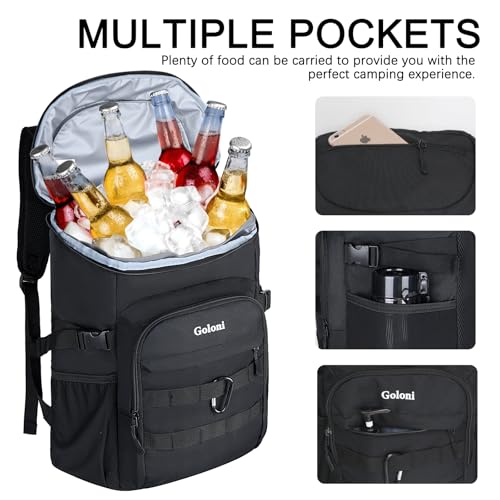 Cooler Backpack Insulated Leak Proof,Small Soft Coolers Bag for Men and Women Camping,Travel,Beach,Hiking,Picnic - color: Black