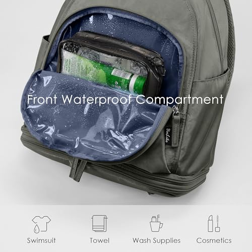 Uselike Gym Backpack for Women Men, Lightweight Gym Bag with Shoe Compartment, Waterproof Workout Backpack with Wet Pocket - color: Dark Grey