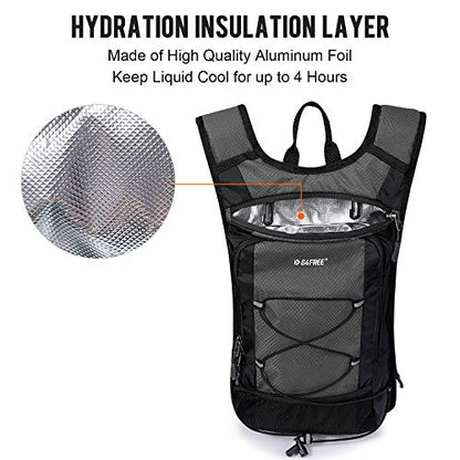 G4Free Insulated Hydration Backpack Pack with 2L BPA Free Bladder for Outdoor Running Hiking Cycling Camping - color: Grey