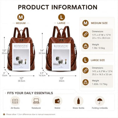 sqlp Fashion Backpack Purse for Women Faux Leather Ladies Handbags - color: Black, size: Large