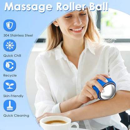Massage Ice Roller Ball - Cold & Heat Therapy Roller for Deep Tissue Massage Pain Relief, Plantar Fasciitis Roller (Set of Two) - color: Set of 2