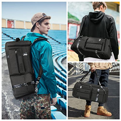 Cico Rider Gym Bags for Men Gym Duffle Bag Backpack 3-Way Sports Duffel Bags for Men with Shoe Compartment & Wet Pocket（Black） - color: BLACK