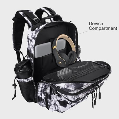 LHI Military Tactical Backpack for Men and Women 45L Army 3 Days Assault Pack Bag Large Rucksack with Shoe Compartment - Blue - color: 1.21 Shoe Compartment(black and White)