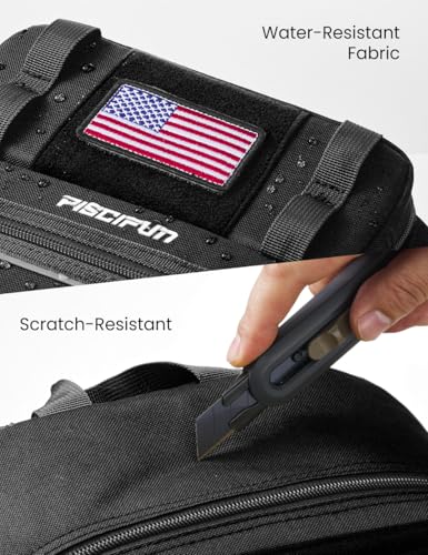 Piscifun Fishing Backpack Tackle Bag with 2 Rod Holders, Multi-Compartment Storage, MOLLE System, Water-Resistant Lightweight Outdoor Pack - color: Double Shoulder - Black Camouflage, style: Standard