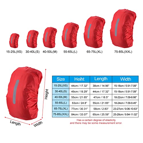 PATIKIL Waterproof Backpack Rain Cover, Non-Slip Backpack Cover with Vertical Reflective Strap Stay Dry for Hiking, Camping, Hunting - color: Red, size: Medium