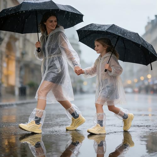 20 Pcs Kids Waterproof Shoe Covers for Rain, Non-Slip Disposable Rain Shoe Covers, Plastic Shoe Ponchos, Thickened PE Material Boot Covers for Men and Women (Clear) - color: 20pcs(kids)-clear