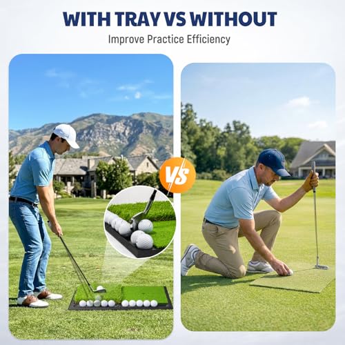 JAYA Golf Hitting Mat with Heavy Rubber Base, Foldable Golf Practice Mat for Indoor & Outdoor Training, Dual Turf Fairway & Rough Grass Mat for Swing, Chipping and Driving Practice - size: 25" x 17"