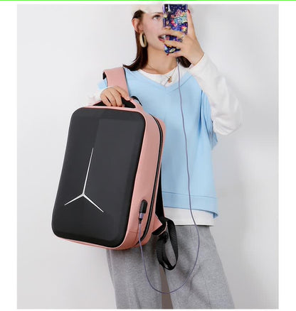 Hard Shell Business Backpack Travel Laptop backpack USB port backpack Daily laptop backpack Waterproof travel backpack (Pink) - color: Pink
