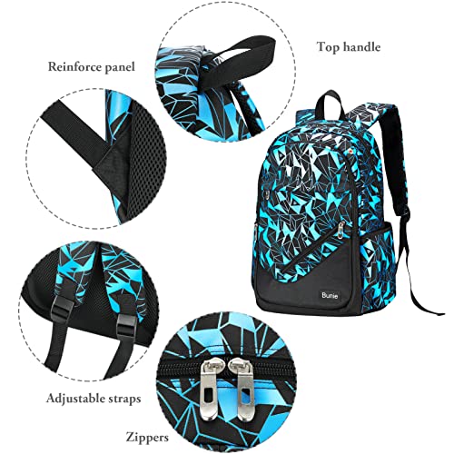 bunie School Backpack for Boys Large Bookbag Boys Backpacks Elementary Middle High School Bags Kids Cool Back Pack Children 7 8 9 10 11 12 13 14 15 16 Years Old (Blue) - color: Blue