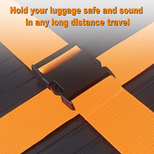 Luggage Straps for Suitcases TSA Approved Travel Belt 4 Pack by Chelmon(Orange) - color: Orange