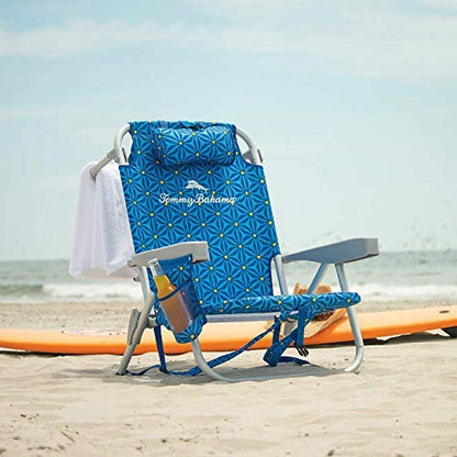 Tommy Bahama 2016 Backpack Cooler Chair with Storage Pouch and Towel Bar - color: Blue, size: 2 Count