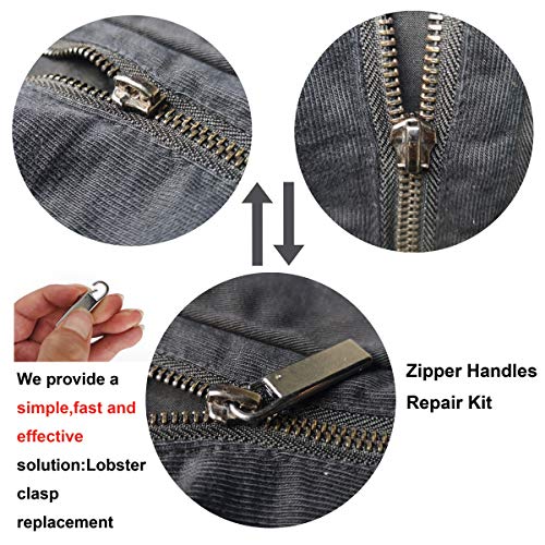 Zpsolution Zipper Handle Pull Replacement - Metal Zipper Tab Repair Easy Use for Broken and Missing Pulls on Luggage, Suitcase - color: Sliver