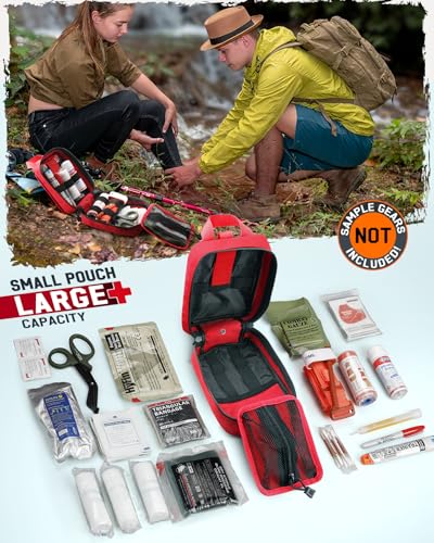 LIVANS 1000D First Aid Bag Empty Medical Ifak Pouch Molle EMT Pouches Rip-Away Tactical Military Trauma Emergency Medic Bag - color: Red-small Size(5.7"lx 3.4"w X 7.9"h)