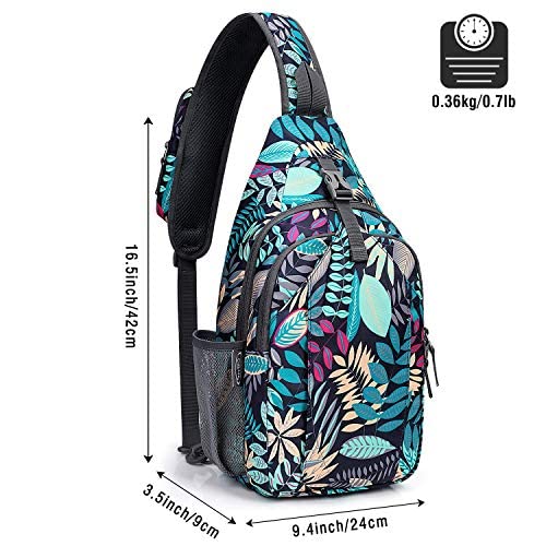 G4Free Sling Bag for Men and Women, RFID Blocking Crossbody Bag, Lightweight Sling Backpack for Travel, Hiking, Walking and Daily Use - color: Maple Leaf Blue