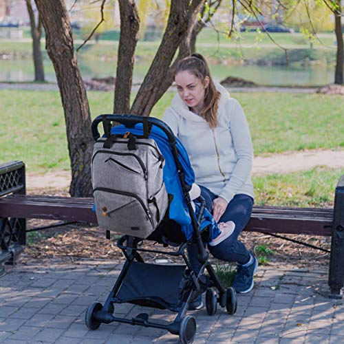 Hap Tim Diaper Bag Backpack,Large Capacity Travel Back Pack Maternity Baby Nappy Changing Bags, Double Compartments with Stroller Straps,Waterproof,Grey (US7340-G) - color: Grey