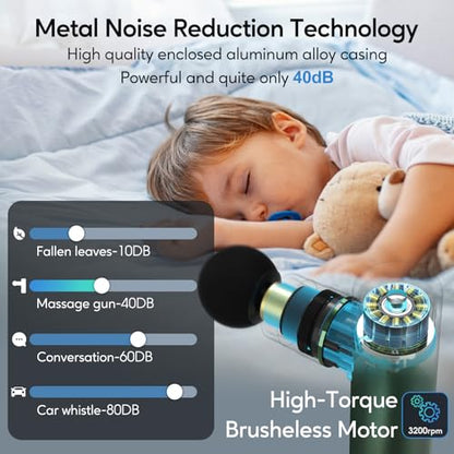 arboleaf Massage Gun Deep Tissue, Full-Metal Electric Portable Hand Held Massager Gun for Back, Body Sore Muscles, Pain Relief, Gifts, Office, Home, Athletes - color: Green