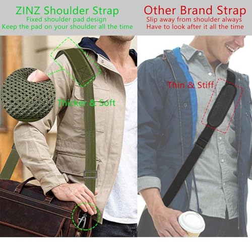ZINZ 79 inch Shoulder Strap, Extra-thick Fixed Cushion Pad and Dual Clasps Universal Replacement Strap with Metal Swivel Hooks for Laptop Bags, Luggage Bags, Camera, Crossbody(Army Green) - color: Army Green