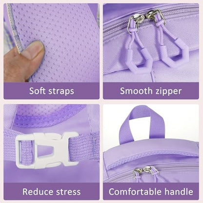MCWTH Checkered Backpack for Teen Girls, Kawaii Cute Kids Elementary Student School Backpacks (Bow Purple) - color: Checkered Purple