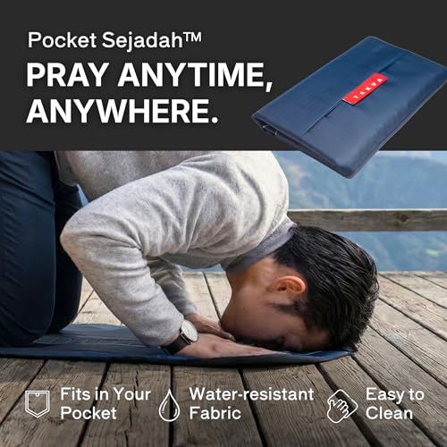 TAKVA The Pocket Sejadah™ | Portable Foldable Travel Prayer Mat, Waterproof, Ramadan/Eid Gift, Perfect Muslim Gift, Pocket Size (Design in Japan, Made in Turkey) - color: Black