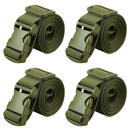 MAGARROW 1.5" Utility Straps with Buckle Adjustable, 4-Pack (Army Green, 9.5 feet Long) - color: Army Green, size: 1.5 in x 9.5 ft